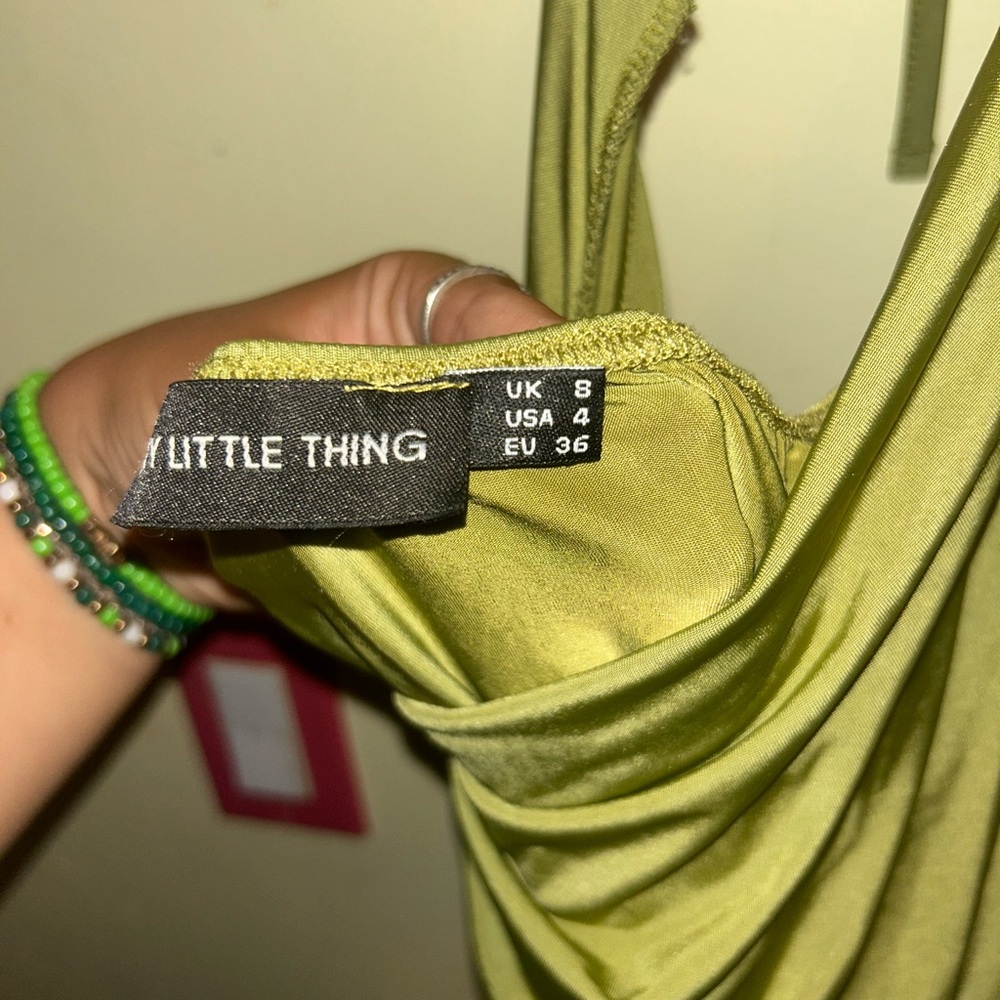 PrettyLittleThing Green Drape Dress - Picture 8 of 9